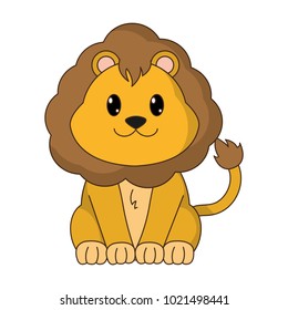 lion cute wild animal character