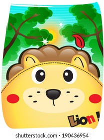 lion cute in wild background.