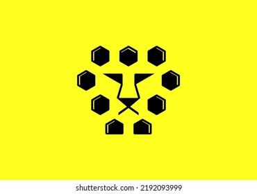 Lion cyber data with hexagon shape