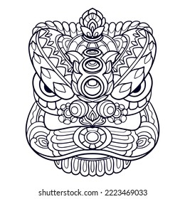 Lion dance cartoon mandala arts isolated on white background