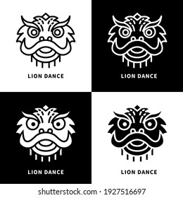 Lion Dance and Chinese New Year Festival Icon. Chinese Dragon Mascot Logo Vector