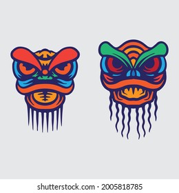 Lion dance drawing. Creative design.