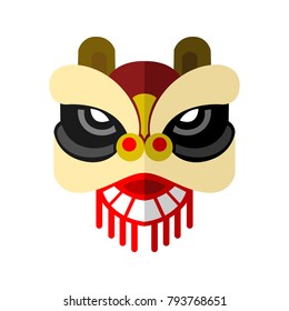 Lion Dance Head Chinese Vector Illustration Graphic