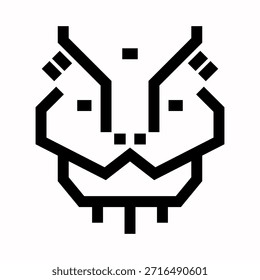Icono de la línea de la cabeza de la danza del león Símbolo chino mínimo del año Nuevo