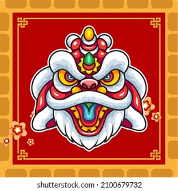 lion dance head mascot cartoon