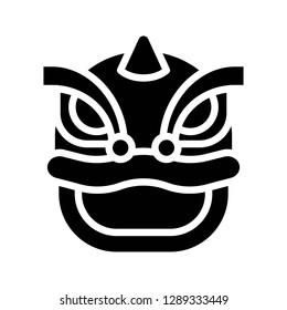 Lion dance head vector, Chinese lunar new year solid style icon 