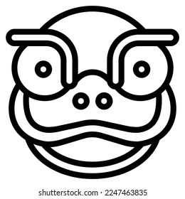 icono de danza del león con estilo de contorno. Adecuado para el diseño de sitios web, logotipo, aplicación e interfaz de usuario. En función del tamaño del icono en general, se puede reducir.	
