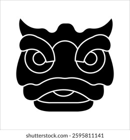lion dance Icon Symbol isolated white background. vector illustration. color editable.