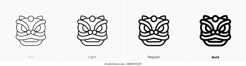 lion dance icon. Thin, Light Regular And Bold style design isolated on white background