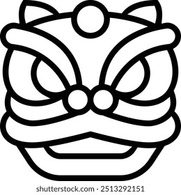 lion dance icon. Thin linear style design isolated on white background