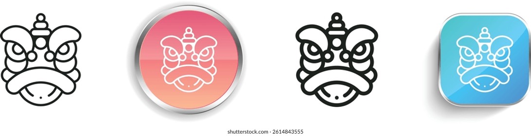 lion dance icon. Thin Linear, Regular and Button Style Design Isolated On White Background