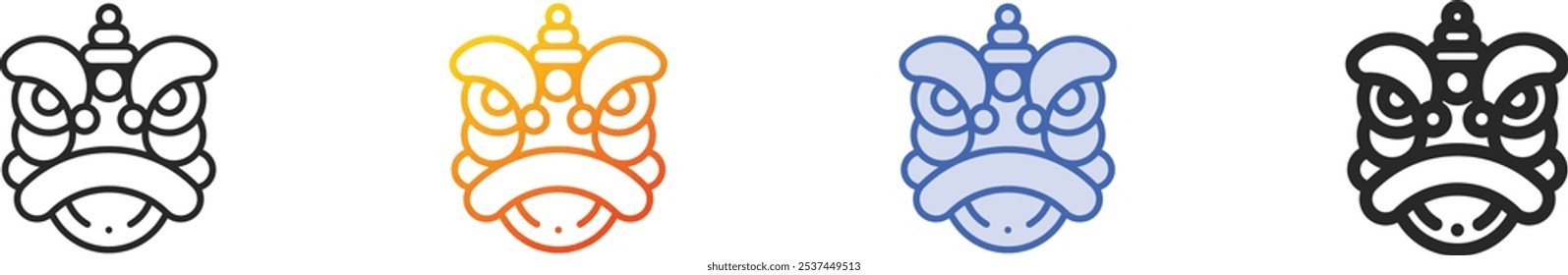 lion dance icon.Thin Linear, Gradient, Blue Stroke and bold Style Design Isolated On White Background