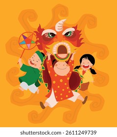 lion dance in mid autumn festival