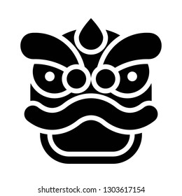 Lion dance vector, Chinese lunar new year solid style icon