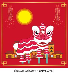 Lion dance, vector illustration
