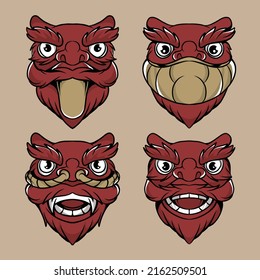 lion dance vector illustration with an attractive appearance for the purposes of branding stickers and so on