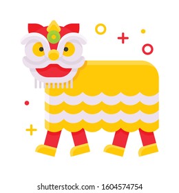 Lion dance vector illustration, Chinese New year flat icon