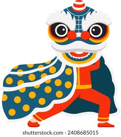 Lion Dances Character Doing Dance Illustration