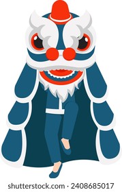 Lion Dances Character Use Blue Costume Illustration