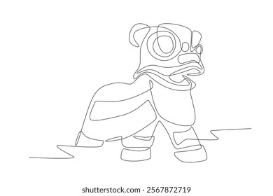 Lion dances concept one-line drawing