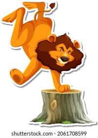 Lion-Tanz-Zeichentrickfigur auf weißem Hintergrund