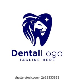 Lion Dental Care logo, illustration logo mascot design