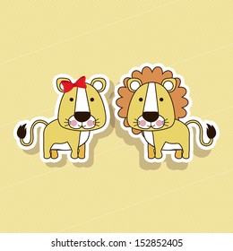 lion design over lineal background vector illustration  