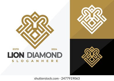 Ilustración de Vector de diseño de logotipo de cabeza de diamante de león