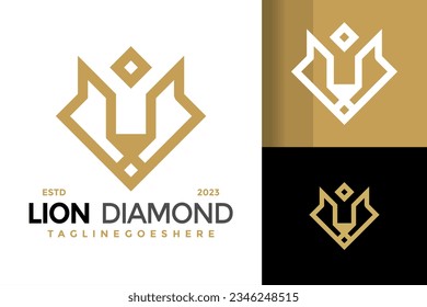 Ilustración de símbolo vectorial de diseño de ogo de joyas de diamante de león