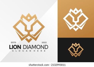 Lion Diamond King Logo Design Vector illustration template