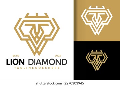 Lion diamond king logo vector icon illustration