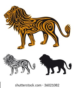 lion in different styles, isolated illustration