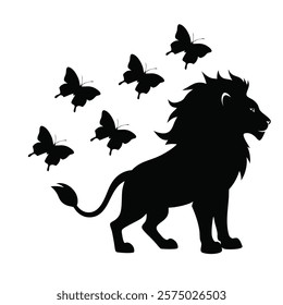 a lion dissolving into a swarm of butterflies (2)