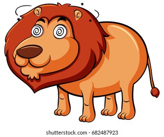 León con ilustración de la cara mareada
