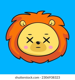 Lion Dizzy X Eye Face Head Kawaii Sticker