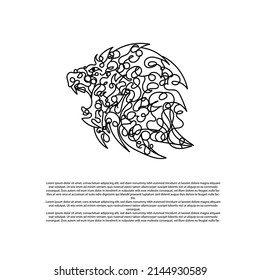 
arte del doodle de león. arte de la línea de patrones abstractos del león vector.