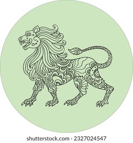 lion doodle hand drawing illustration vector 