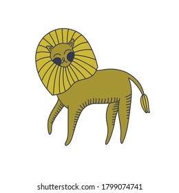 lion doodle icon, vector illustration