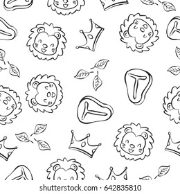 lion doodle pattern background hand draw