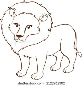 Lion in doodle simple style on white background illustration