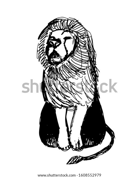 Download Lion Doodle Style Isolated On White Stock Vector Royalty Free 1608552979