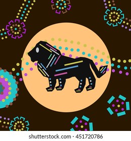 Lion in Dot Painting