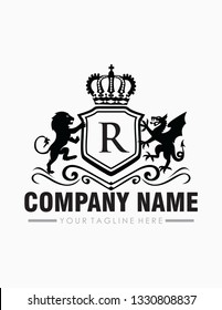 Lion and dragon company logo vector