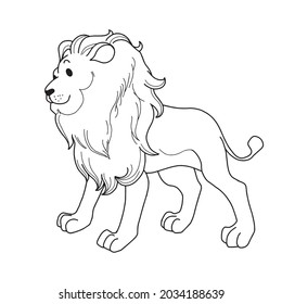 Lion Drawing , cartoon vector illustration Africa .Black and white.outline.coloring book