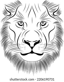 Lion Drawing, Lion Illustration, Lion Face Line Art