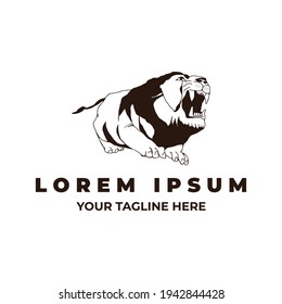 Lion drawing Vector illustration. Angry Lion logo. Lion roaring