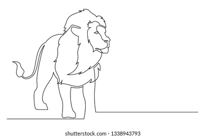 The lion is drawn by one black line on a white background. Continuous line drawing. Vector illustration