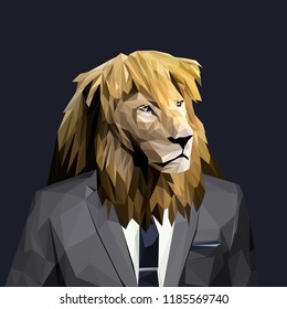 Lion dressed in a suit. Elegant classy style. Vector illustration.