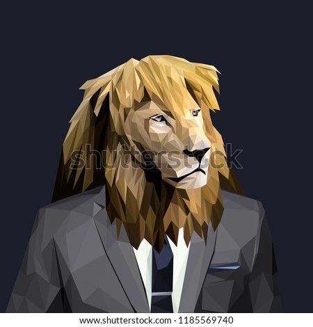 Lion dressed in a suit. Elegant classy style. Vector illustration.