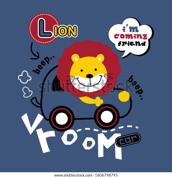 lion driving a cute car funny animal
cartoon,vector
illustration